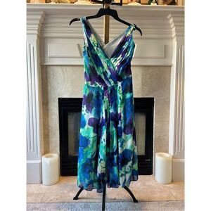 Anne Klein Women’s Size 10 Blueberry Colorful Pleated Fully Lined Dress. New.